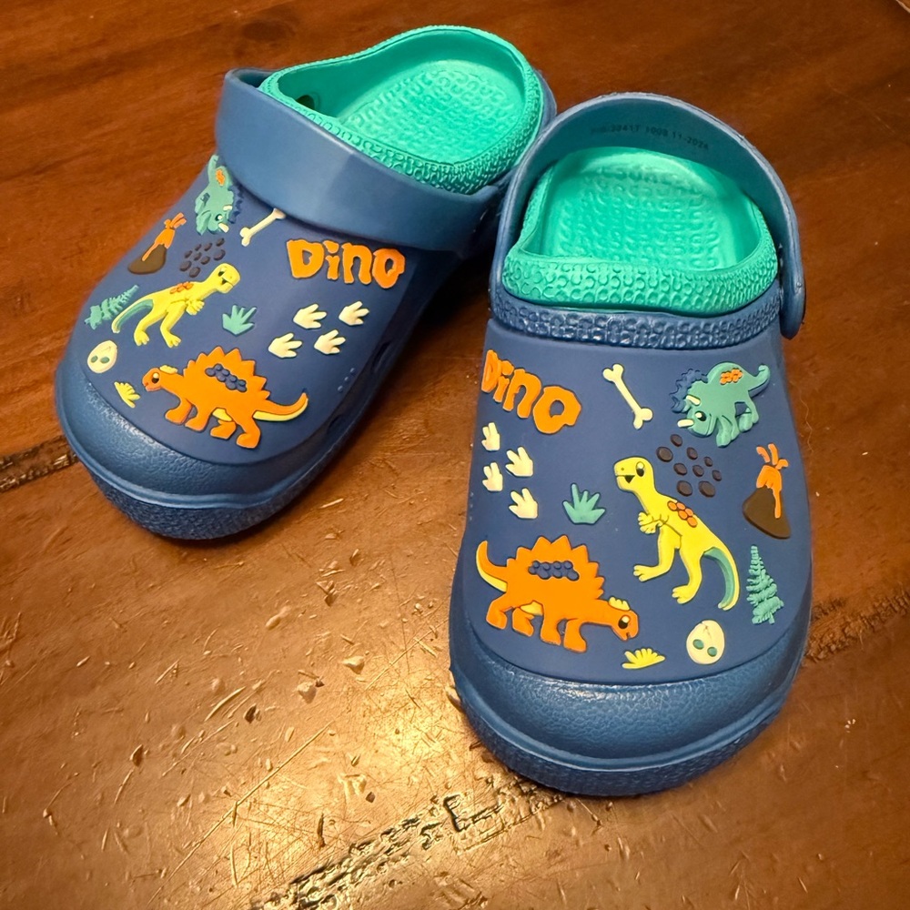 Kids Blue Dinosaur Crocs / Clogs